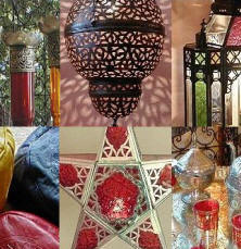 Marokkanisches Kunsthandwerk, (Hennalampen, Thuyaholz, Keramik, Geschirr, marokkanische Mosaiktische, orientalische Lampen, oriantalisches Dekor, Tee, Kerzenständer, Orientspiegel, Ledersitzkissen, Spiegel, Tuareg Schmuck, marokkanische Teppiche / Berber und Kilim, Laternen, Hängeleuchten, Deckenlampen aus Marokko
